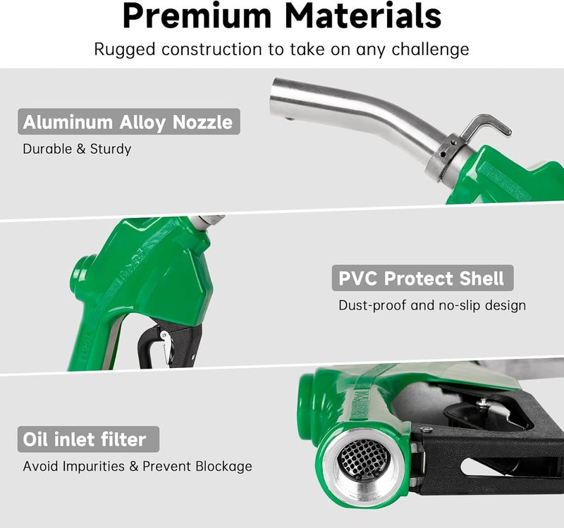 BreAro 1" NPT Automatic Fuel Nozzle with Hook, Gas Nozzle Diesel Pump Handle Max Flow Rate 30GPM, 3-speed Padlock, Auto Shut Off, 19/16" (OD=30mm) Spout for Gasoline, Diesel, Kerosene Biodiesel - Image 5
